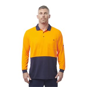 Hi Vis Polos: King Gee Workcool Hyperfreeze Hi-Vis Two Tone Long Sleeve Polo Shirt (K54235)