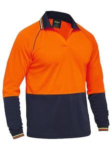 Hi Vis Polos: Bisley Two Tone Hi Vis Long Sleeve Polo (BK6440)
