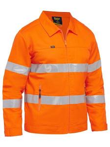 Hi Vis Jackets: Bisley Taped Hi Vis Drill Jacket with Liquid Repellent Finish (BJ6919T)