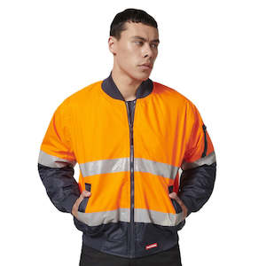 Hi Vis Jackets: Hard Yakka Hi-Visibility 2Tone Bomber Jacket With Hoop Tape (Y06675)