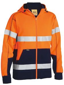 Hi Vis Fleece: Bisley Taped Hi Vis Fleece Hoodie With Sherpa Lining - (BK6988T)