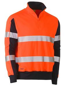 Hi Vis Fleece: Bisley Taped Hi Vis Stretchy Fleece Zip Pullover (BK6817T)
