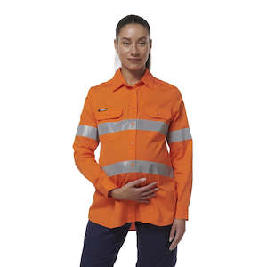Ladies Hi Vis Shirts: King Gee Women's Workcool Maternity Reflective Shirt (K44235)