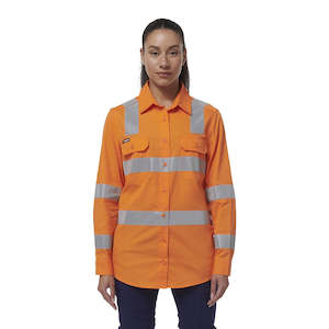 Ladies Hi Vis Shirts: King Gee Women's Workcool Vented VIC Rail Shirt (K44232)