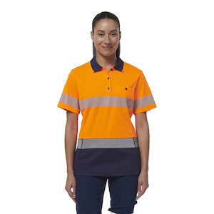 Ladies Hi Vis Shirts: King Gee Women's Workcool Hyperfreeze Spliced Short Sleeve Polo With Segmented Tape (K44224)