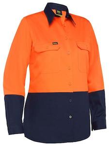 Ladies Hi Vis Shirts: Bisley Women's Cool Lightweight Hi Vis Drill Shirt (BL6895)