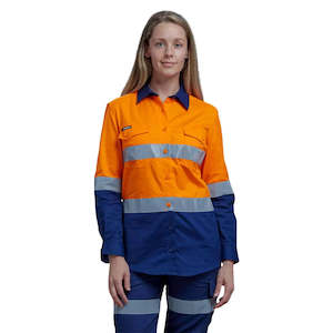 Ladies Hi Vis Shirts: King Gee Women's Workcool 2 Hi-Vis Lightweight Reflective Work Shirt (K44544)