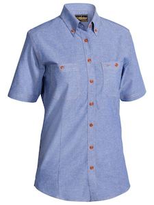 Ladies Work Shirts: Bisley Women's Chambray Shirt - Short Sleeve-(B71407L)