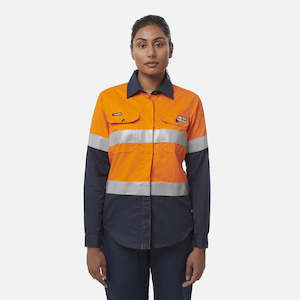 Fr Shirts: King Gee Women's ShieldTec FR Hi Vis 2Tone Open Front Taped Shirt (Y04050)