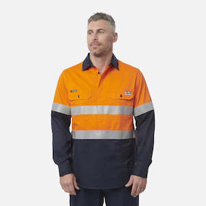 Fr Shirts: King Gee ShieldTec FR Hi Vis 2 Tone Closed Front Taped Shirt (Y04550)