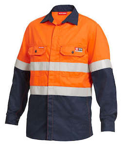 Fr Shirts: Hard Yakka Shieldtec Fr Hi-Visibility Two Tone Open Front Long Sleeve Shirt With Fr Tape (Y04350)