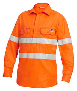 Fr Shirts: Hard Yakka Shieldtec Fr Full Hi-Visibility Closed Front Long Sleeve Shirt With Fr Tape (Y04150)