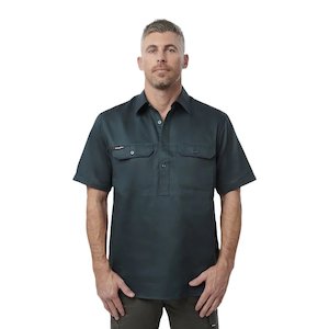 Work Shirts: King Gee Originals Short Sleeve Closed Front Cotton Drill Work Shirt (K04060)
