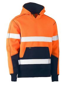 Hi Vis Fleece: Bisley Taped Hi Vis Two Tone Fleece Pullover Hoodie (BK6619T)