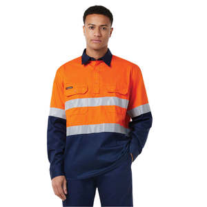Hi Vis Shirts: King Gee Originals Closed Front Vented Drill Shirt Tape (K54007)