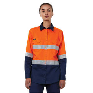 Ladies Hi Vis Shirts: King Gee Originals Women's Vented Drill Shirt Taped (K44221)