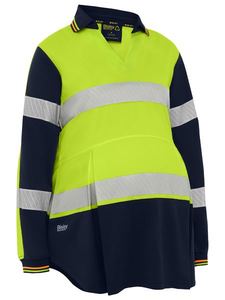 Ladies Hi Vis Polos: Bisley Women's Taped Hi Vis Recycled V-Neck Maternity Polo (BKLM6225T)