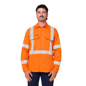 Hi Vis Shirts: King Gee Originals NSW Rail Hi-Vis Vented Taped Long Sleeve Shirt (K54044)
