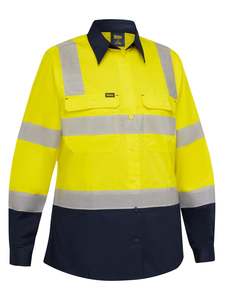 Bisley Women's Taped Biomotion Hi Vis Cool Lightweight Vented Shirt (BL6396T)