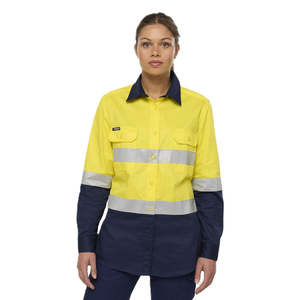 Ladies Hi Vis Shirts: King Gee Women's Originals Spliced Drill Shirt (K44244)