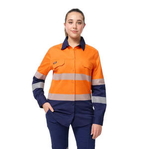 Ladies Hi Vis Shirts: King Gee Women's Workcool Spliced Stretch Taped Long Sleeve Shirt (K44243)