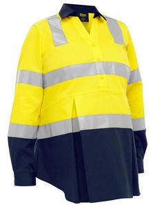 Bisley Women's Taped Two Tone Hi Vis Closed Front Maternity Shirt (BLM6660T)