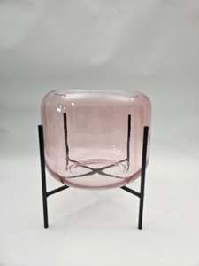 Pink Glass Vase w/ Stand