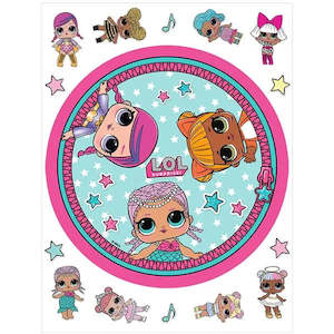 LOL Surprise Stars Edible Cake Image with FREE Edible Icons