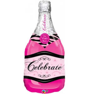 Graduation Party: Bubbly Wine Bottle Pink SuperShape Foil Balloon