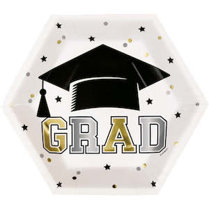 Graduation Party: Starry Grad Hexagonal Plates - Dinner 8 Pkt