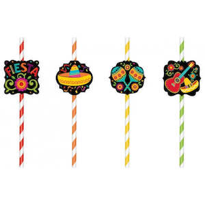 Day Of The Dead Party: Fiesta Straws - 12 Pkt