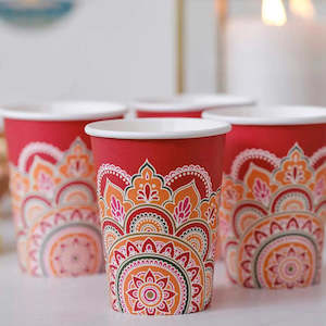 Diwali Party: Ginger Ray Multicoloured Paper Diwali Cups - 8 Pkt