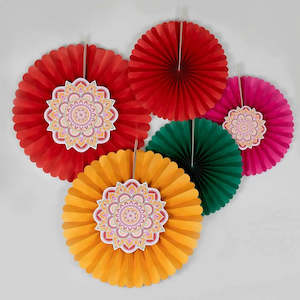 Diwali Party: Ginger Ray Multicoloured Diwali Paper Fan Decorations