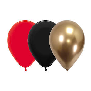 Casino Party: Red, Black & Reflex Gold Balloons - 12 Pkt