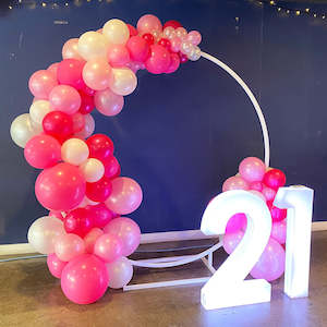 Organic Balloon Garlands Decor: Pink Passion Balloon Frame Backdrop Hire