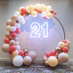 Peach Champagne Balloon Frame Backdrop Hire