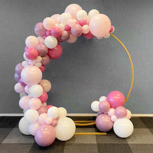 Organic Balloon Garlands Decor: Dusky Rose Balloon Frame Backdrop Hire