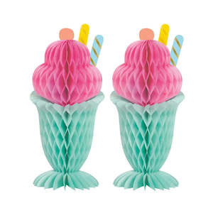50s Party: Pastel Ice Cream Honeycomb Decorations - 2 Pkt