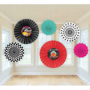 50s Party: Classic 50's Rock & Roll Paper Fan Decorations