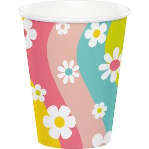 60s Party: Flower Power Cups - 8 Pkt