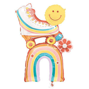 60s Party: Rainbow & Rollerskate Supershape Foil Balloon