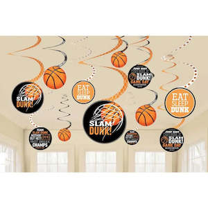 Basketball Party: Nothin But Net Basketball Hanging Swirl Decorations