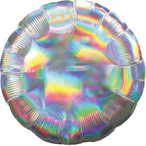 Plain Round Foil Balloons: Iridescent Holographic Silver Round Foil Balloon