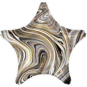 Plain Star Foil Balloons: Black Marblez Star Foil Balloon