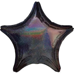 Plain Star Foil Balloons: Holographic Star Black Dazzler Foil Balloon
