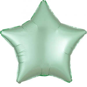 Plain Star Foil Balloons: Satin Luxe Mint Green Star Foil Balloon