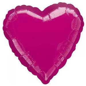 Plain Heart Foil Balloons: Metallic Fuchsia Heart Foil Balloon