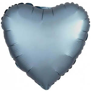 Plain Heart Foil Balloons: Satin Luxe Steel Blue Heart Foil Balloon