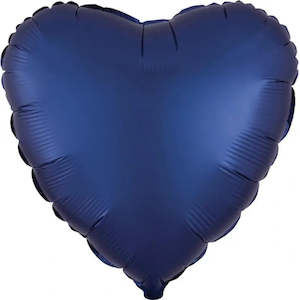 Plain Heart Foil Balloons: Satin Luxe Navy Heart Foil Balloon