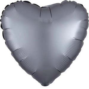 Plain Heart Foil Balloons: Satin Luxe Graphite Heart Foil Balloon